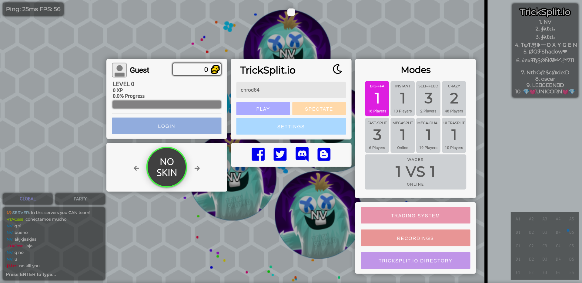 [Image of Tricksplit.io menu]